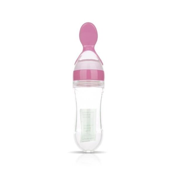 Biberon Silicone avec cuillère 90 ml - Rose