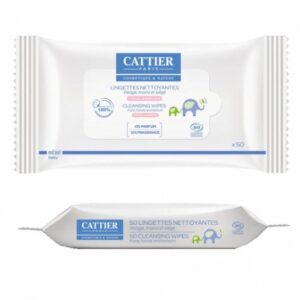 CATTIER Lingettes Nettoyantes sans Parfum pour Visage/Mains/Siège 50 Pièces