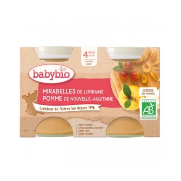 Petits pots Mirabelle Pomme 4m BIO 2 x 130g - dès 4 mois