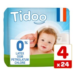 TIDOO 24 unités couches T4 7-18kg hypoallergéniques nature