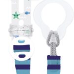 Clips de sucette MAM, chaîne de sucette pour bébé compatible avec toutes les sucettes MAM, essentiels pour nouveau-nés, bleu avec sangle (sucette non incluse)