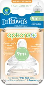 Dr. Brown's Options+ Lot de 2 tétines pour biberon, col large, coupe en Y (9 m + débit rapide/liquide épaisse)