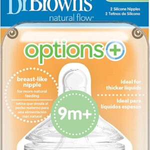 Dr. Brown's Options+ Lot de 2 tétines pour biberon, col large, coupe en Y (9 m + débit rapide/liquide épaisse) (Copie)