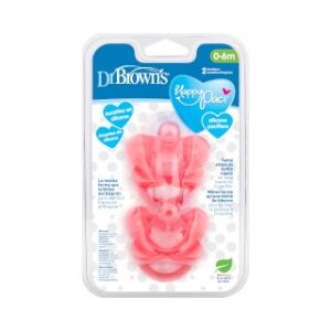 DR.BROWN'S Sucette En Silicone Une Pièce HappyPaci - 0m+, Rose, Paquet De 2