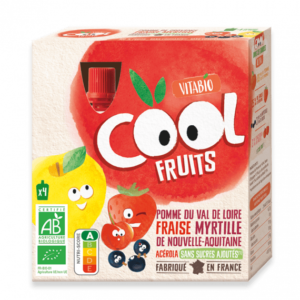 COOL FRUITS POMME DE PROVENCE FRAISES MYRTILLES - 4 gourdes de 90g