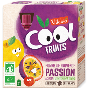 COOL FRUITS POMME DE PROVENCE PASSION - 4 gourdes de 90g