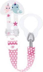 MAM Clip It, chaîne de sucette pour bébé compatible avec toutes les sucettes MAM, essentiels pour nouveau-nés, rose (sucettes non incluses)