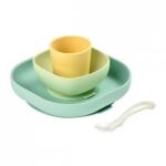 Béaba Set Repas Silicone Jaune- 4 Pièces +6 mois