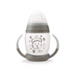 KIOKIDS TASSE D'APPRENTISSAGE STEP 1 CHATON - GRIS 6M+ 270 ML BPA FREE