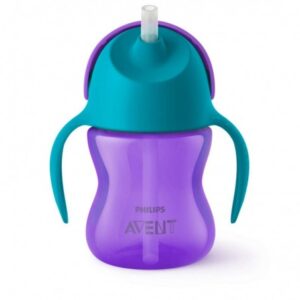 AVENT Tasse à paille 200 ml 9 mois + Violet/Bleu