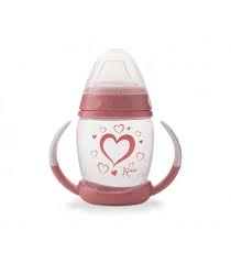 KIOKIDS TASSE D'APPRENTISSAGE STEP 1 CŒURS - ROSE 6M+ 270 ML BPA FREE