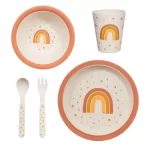 Set vaisselle bambou arc-en-ciel terracotta