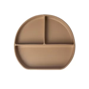 YUMMY Assiette en Silicone Multi-Compartiments avec Ventouse 4M+ - Caramel